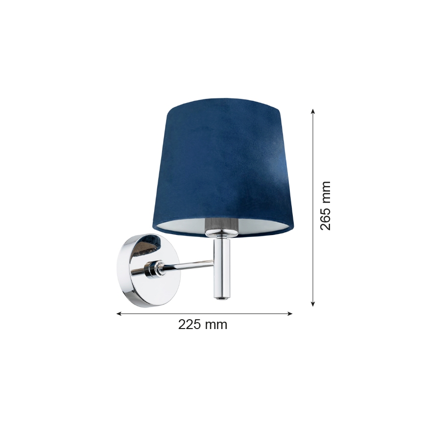 Argon 3908 - Seinävalaisin BOLZANO 1xE27/15W/230V sininen/kiiltävä kromi