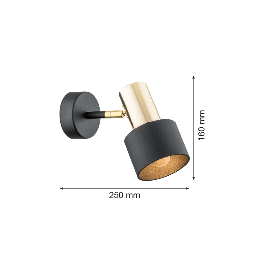 Argon 4265 - Seinävalaisin DORIA 1xE27/15W/230V musta/messinki