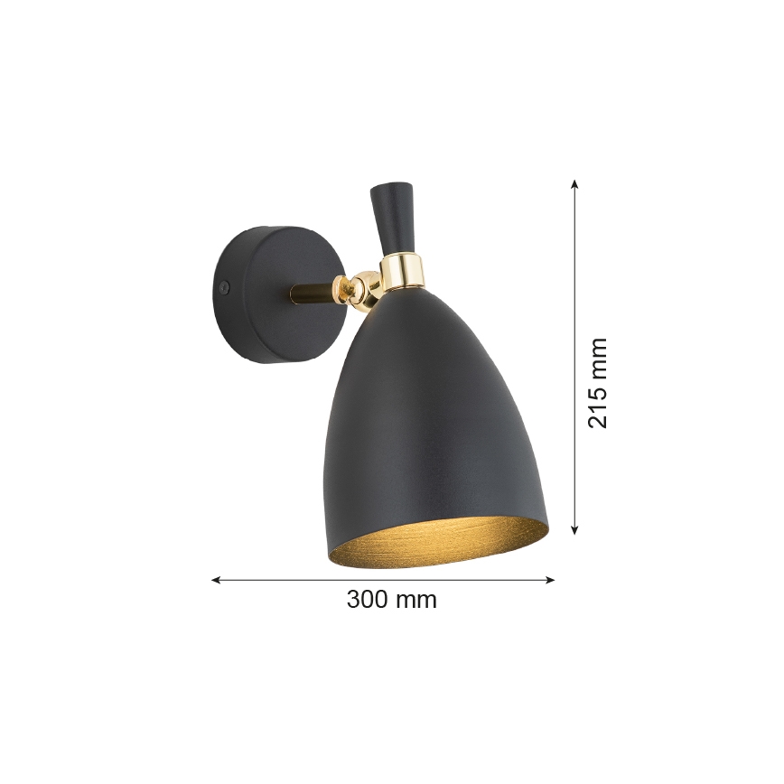 Argon 4701 - Seinävalo CHARLOTTE 1xE27/15W/230V musta/kulta