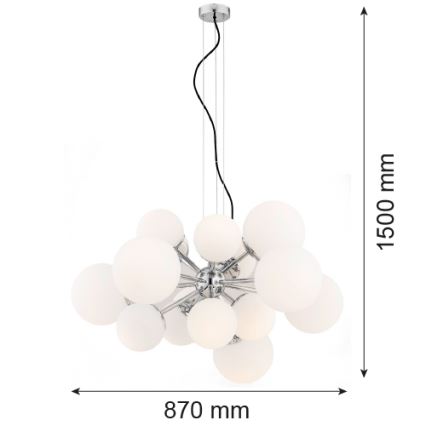 Argon 5021 - Kattokruunu johdossa SATELITE 15xE27/15W/230V kiiltävä kromi