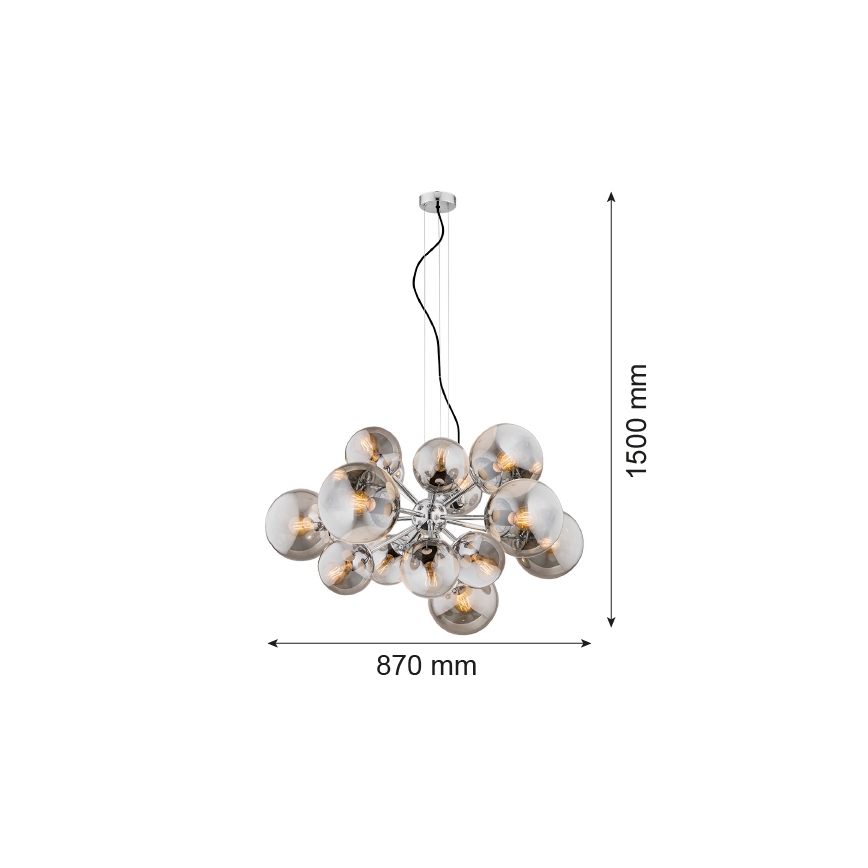 Argon 5022 - Kattokruunu johdossa SATELITE 15xE27/15W/230V kiiltävä kromi