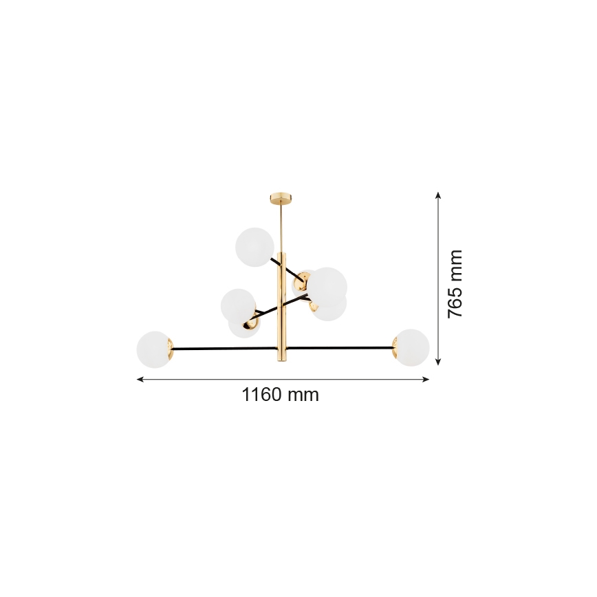 Argon 5041 - Kattokruunu tangossa CAMERON 8xE27/15W/230V messinki/musta