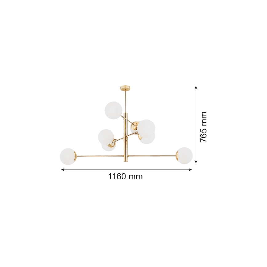 Argon 5043 - Kattokruunu tangossa CAMERON 8xE27/15W/230V messinki