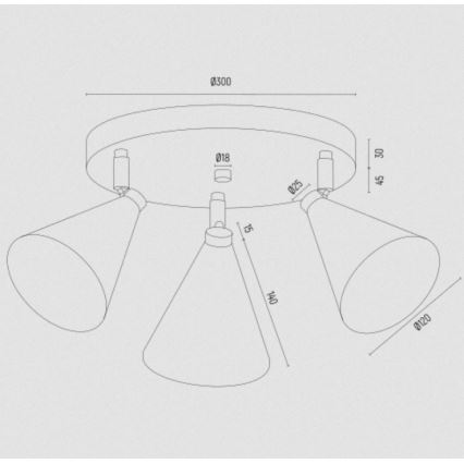 Argon 6262 - Kohdevalo LUCINDA 3xE14/7W/230V musta/kulta