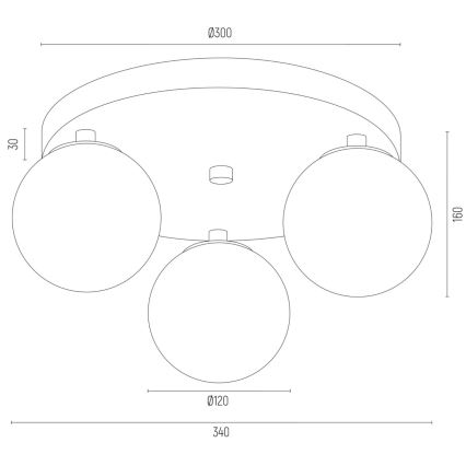 Argon 6290 - Kattovalo FABIO 3xE14/7W/230V alabasteri kulta