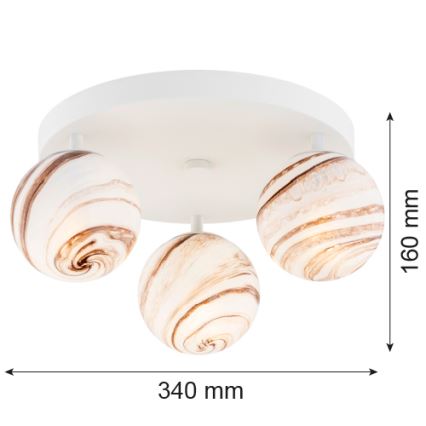 Argon 6291 - Kattovalo FABIO 3xE14/7W/230V alabasteri valkoinen