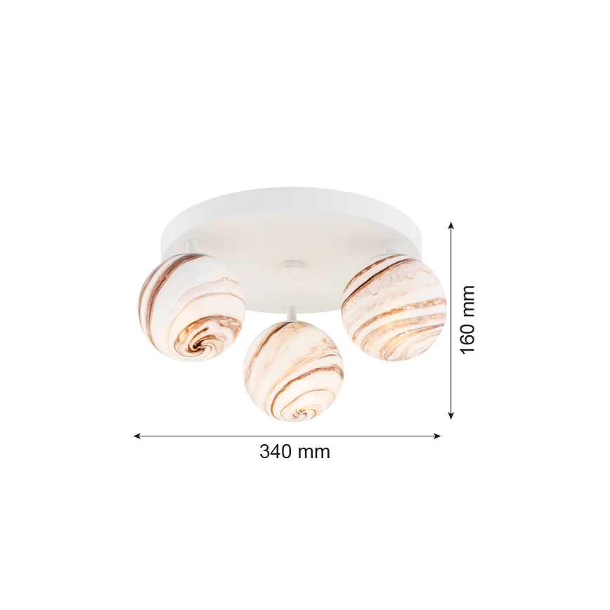 Argon 6291 - Kattovalo FABIO 3xE14/7W/230V alabasteri valkoinen