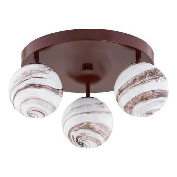 Argon 6292 - Kattovalo FABIO 3xE14/7W/230V alabasteri ruskea
