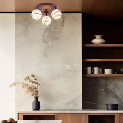 Argon 6292 - Kattovalo FABIO 3xE14/7W/230V alabasteri ruskea