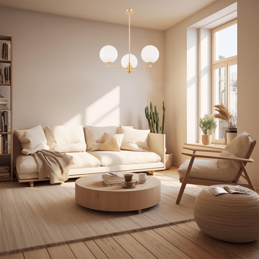 Argon 6307 - Riippukattokruunu PALOMA 3xE14/7W/230V kulta/valkoinen