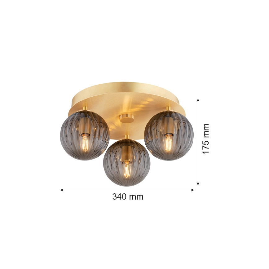 Argon 6308 - Kattovalo PALOMA 3xE14/7W/230V kulta/musta