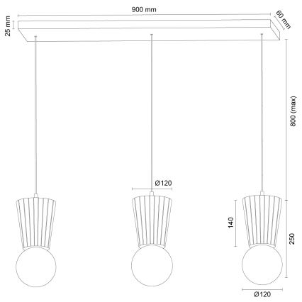 Argon 6357 - Kylpyhuoneen riippuvalaisin vaijerilla VOLANTE 3xG9/6W/230V IP44 beige