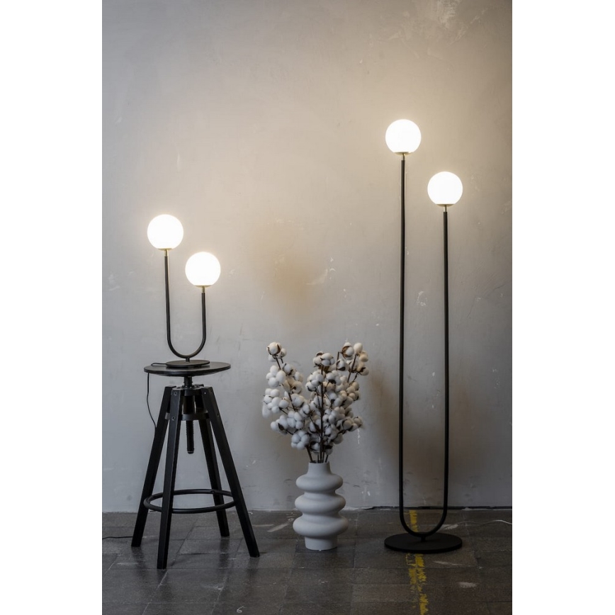 Argon 7073 - Lattiavalaisin FERRONE 2xE14/7W/230V musta/valkoinen/kultainen