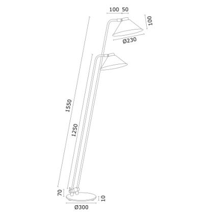 Argon 7074 - Lattiavalaisin GABIAN 2xE27/15W/230V valkoinen