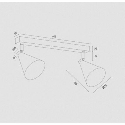 Argon 7147 - Kohdevalo LUCINDA 2xE14/7W/230V musta/kulta