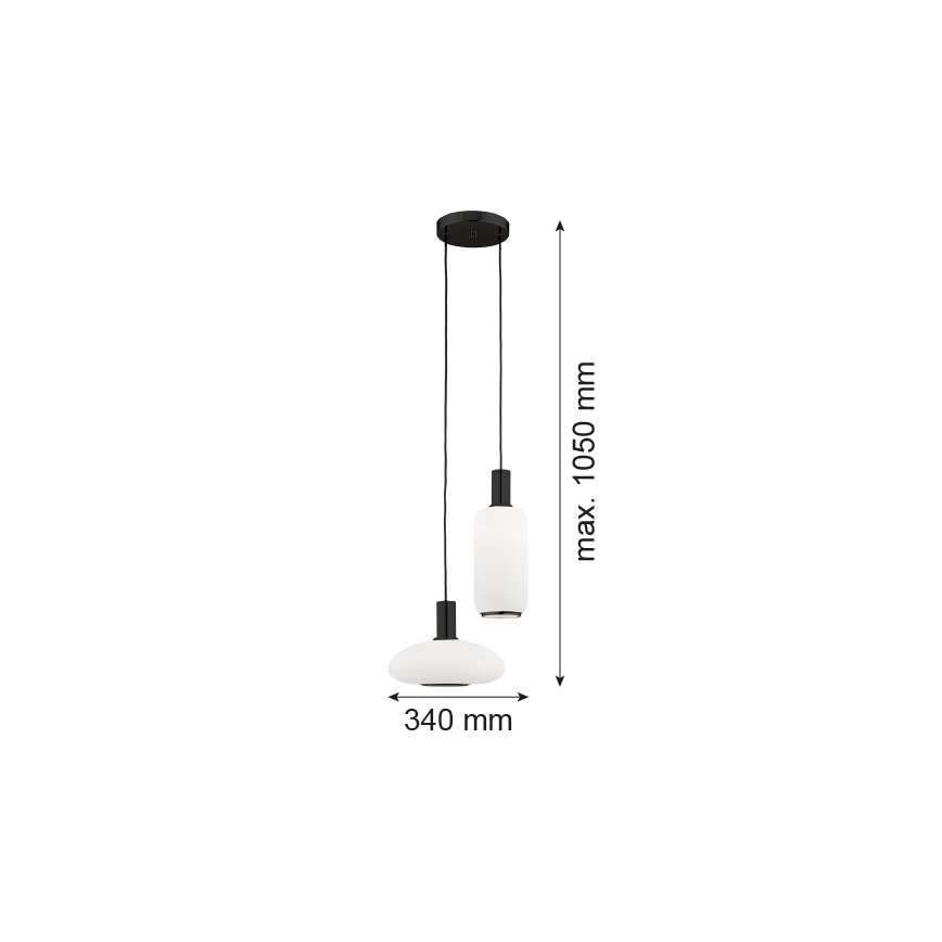 Argon 7214 - Kattokruunu johdossa SAGUNTO PLUS 2xE27/15W/230V musta
