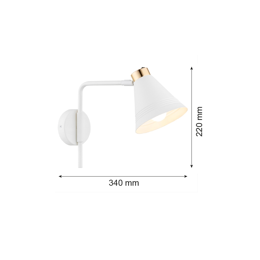 Argon 8006 - Seinävalaisin AVALONE 1xE27/15W/230V 34 cm valkoinen/kulta