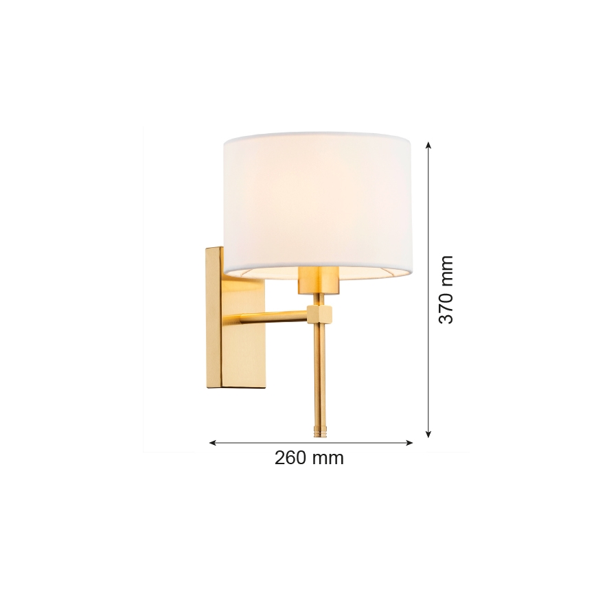 Argon 8048 - Seinävalaisin ABBANO 1xE27/15W/230V messinki/valkoinen