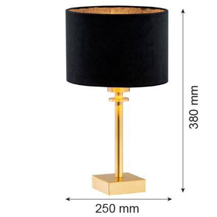 Argon 8049 - Pöytävalaisin ABBANO 1xE27/15W/230V messinki/musta