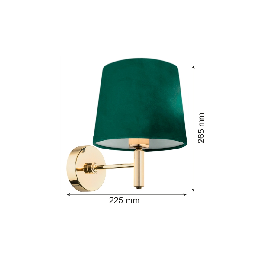 Argon 8105 - Seinävalaisin PONTE 1xE27/15W/230V vihreä/messinki