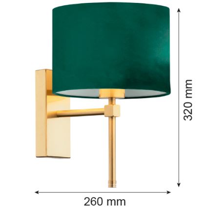 Argon 8107 - Seinävalaisin ABBANO 1xE27/15W/230V messinki/vihreä