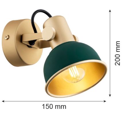 Argon 8247 - Kohdevalo LENORA 1xE14/7W/230V kulta/vihreä