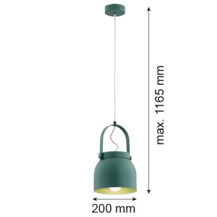 Argon 8283 - Kattokruunu johdossa LOGAN 1xE27/15W/230V halkaisija 20 cm vihreä
