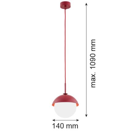 Argon 8296 - Kattokruunu johdossa CAPPELLO 1xE27/15W/230V punainen
