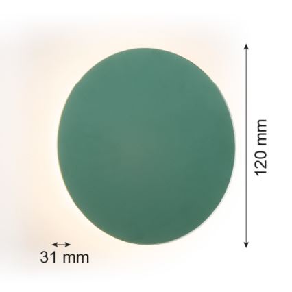 Argon 8323 - LED-seinävalaisin OREGON PLUS LED/3W/230V 3000K 12 cm vihreä