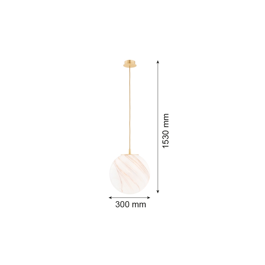 Argon 8448 - Kattokruunu johdossa ALMIROS 1xE27/15W/230V halkaisija 30 cm alabasteri kulta