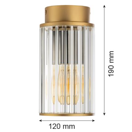 Argon 8774 - Ulkokattovalo NORFOLK 1xE27/15W/230V IP44 kulta