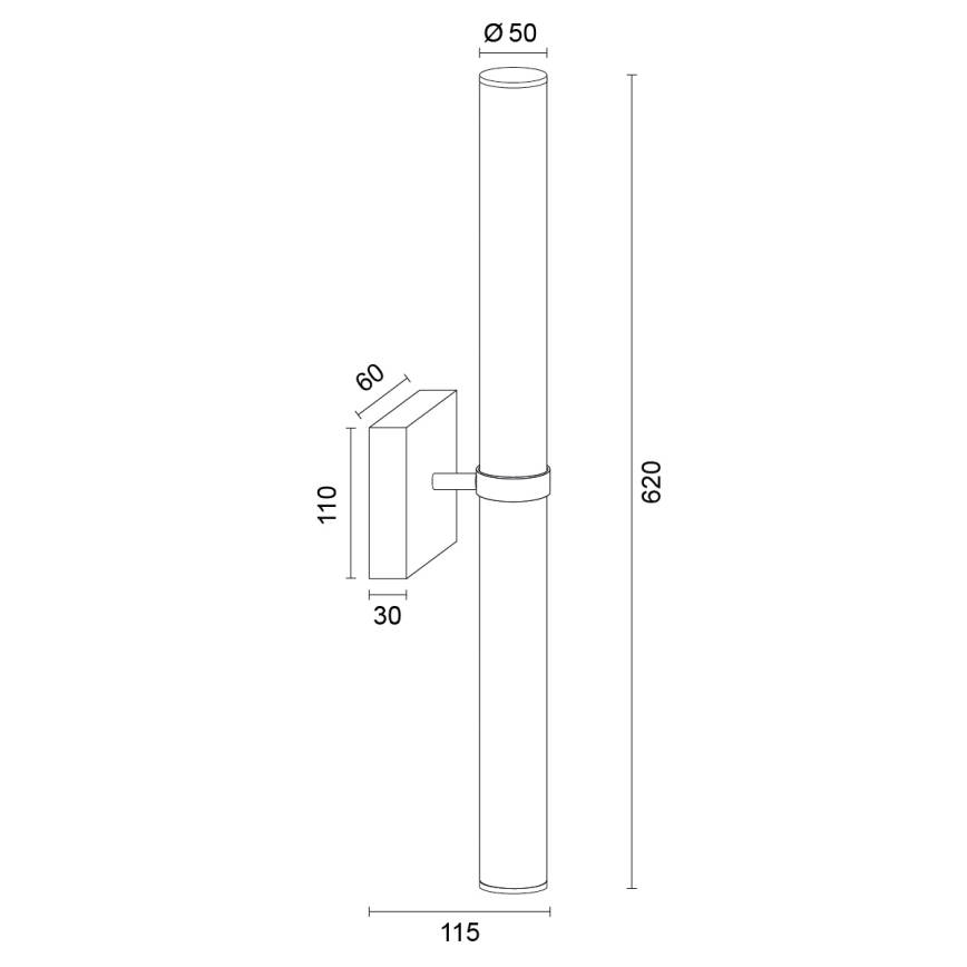Argon 8927 - LED-kylpyhuonepeilivalaisin BATUMI LED/24W/230V 3000K IP44 musta