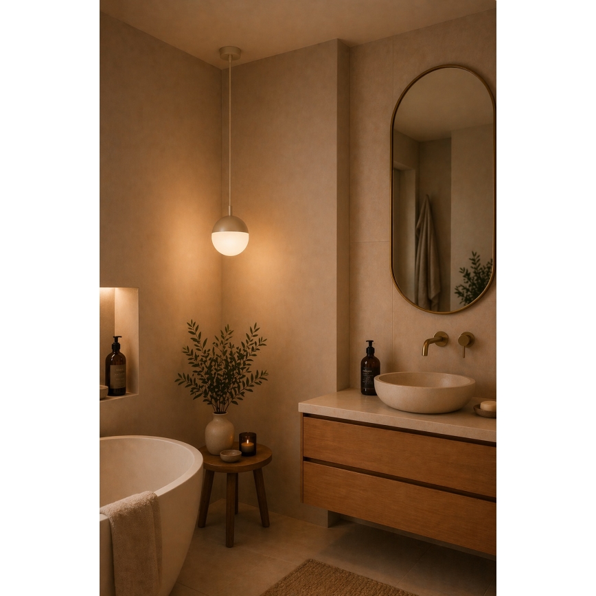 Argon 9001 - Ulkokäyttöinen riippuvalaisin vaijerilla LIV 1xE27/15W/230V IP44 beige