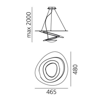 Artemide 1249020A - Himmennettävä LED-kattokruunu johdossa PIRCE LED/27W/230V 3000K kulta