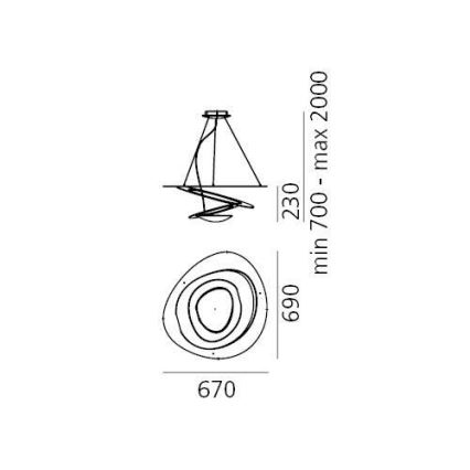 Artemide 1256110A - Himmennettävä LED-kattokruunu johdossa PIRCE LED/44W/230V 3000K valkoinen