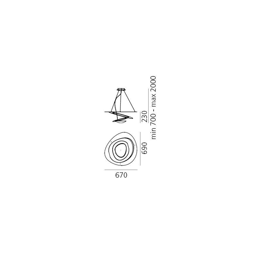 Artemide 1256110A - Himmennettävä LED-kattokruunu johdossa PIRCE LED/44W/230V 3000K valkoinen