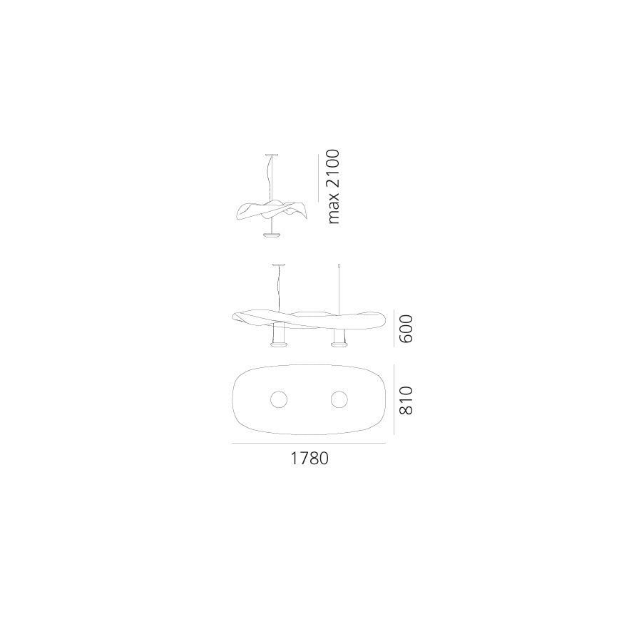 Artemide 1513010A - Kattokruunu johdossa COSMIC ENKELI 2xR7s/11W/230V kiiltävä kromi