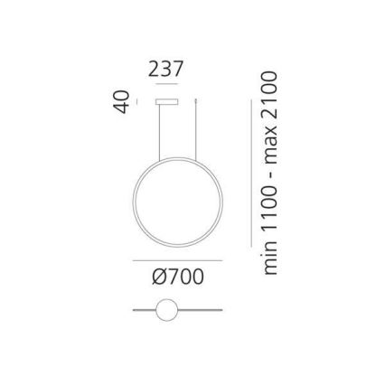 Artemide 1992030APP - Himmennettävä LED-kattokruunu johdossa DISCOVERY LED/40W/230V 3000K musta