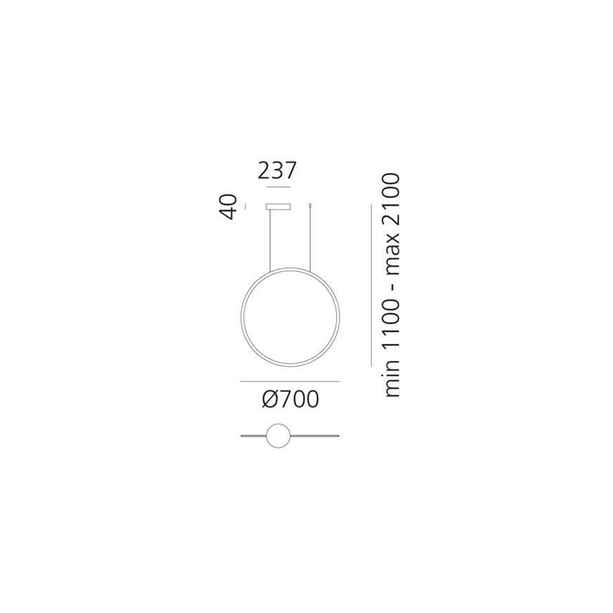 Artemide 1992030APP - Himmennettävä LED-kattokruunu johdossa DISCOVERY LED/40W/230V 3000K musta