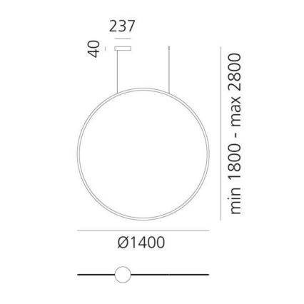 Artemide 1994030APP - Himmennettävä LED-kattokruunu johdossa DISCOVERY LED/80W/230V 3000K musta