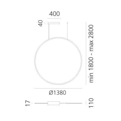 Artemide 1994230APP - Himmennettävä LED-kattokruunu johdossa DISCOVERY LED/84W/230V 2700-6500K musta