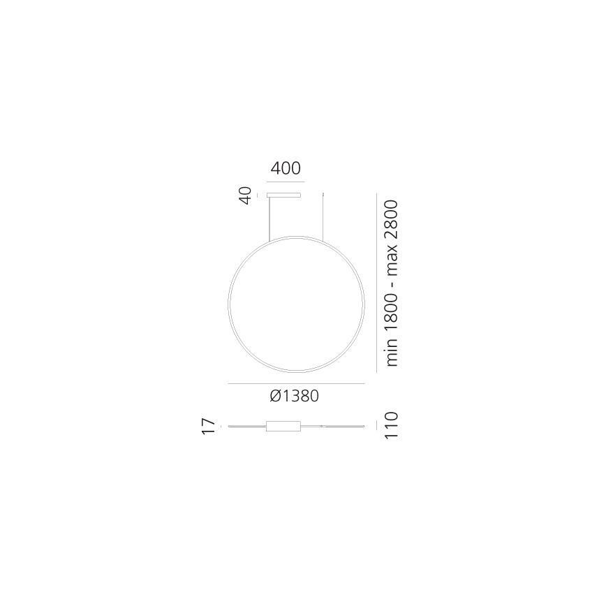 Artemide 1994330APP - LED RGBW Himmennettävä kattokruunu johdossa DISCOVERY LED/79W/230V 2700-6500K musta