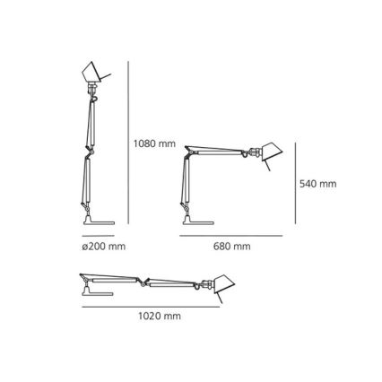 Artemide AR A005910+AR A008600 kompletti - TOLOMEO MINI pöytävalaisin 1xE27/70W/230V