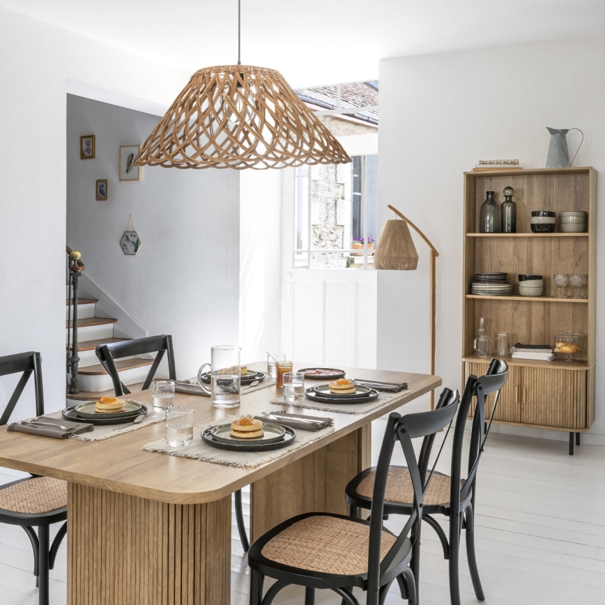 Atmosphera - Lattialamppu PALM 1xE27/60W/230V bambu/hamppu