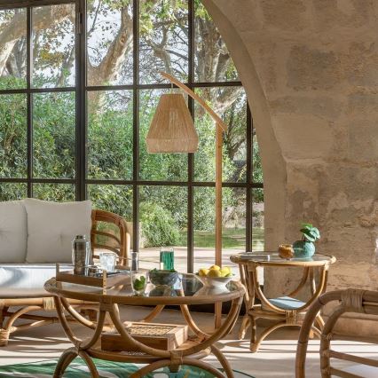 Atmosphera - Lattialamppu PALM 1xE27/60W/230V bambu/hamppu