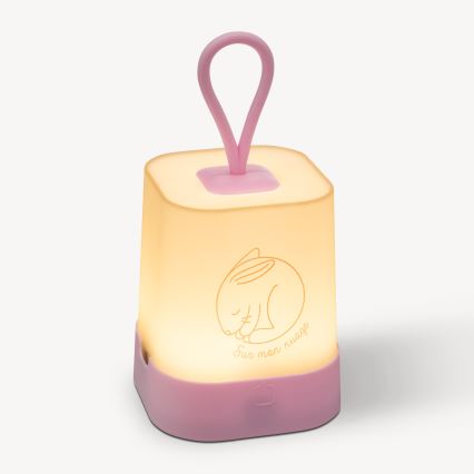 Atmosphera - LED-kosketusohjattu lasten ladattava yövalo RABBIT LED/3,7V 1200 mAh vaaleanpunainen