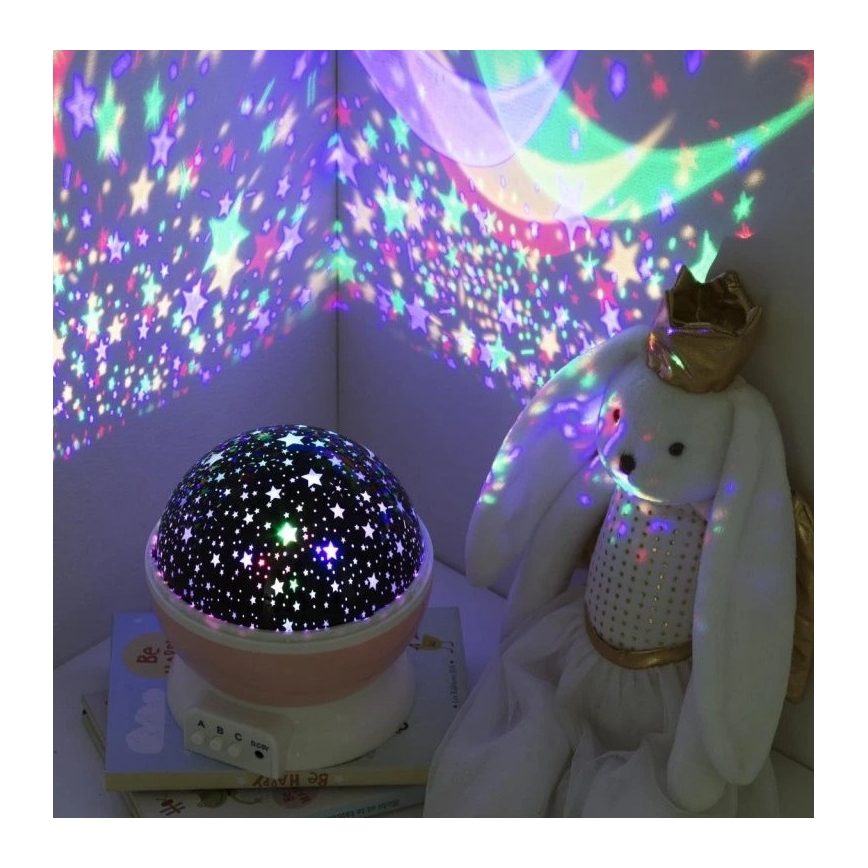 Atmosphera - LED lastenprojektori 3xAA vaaleanpunainen