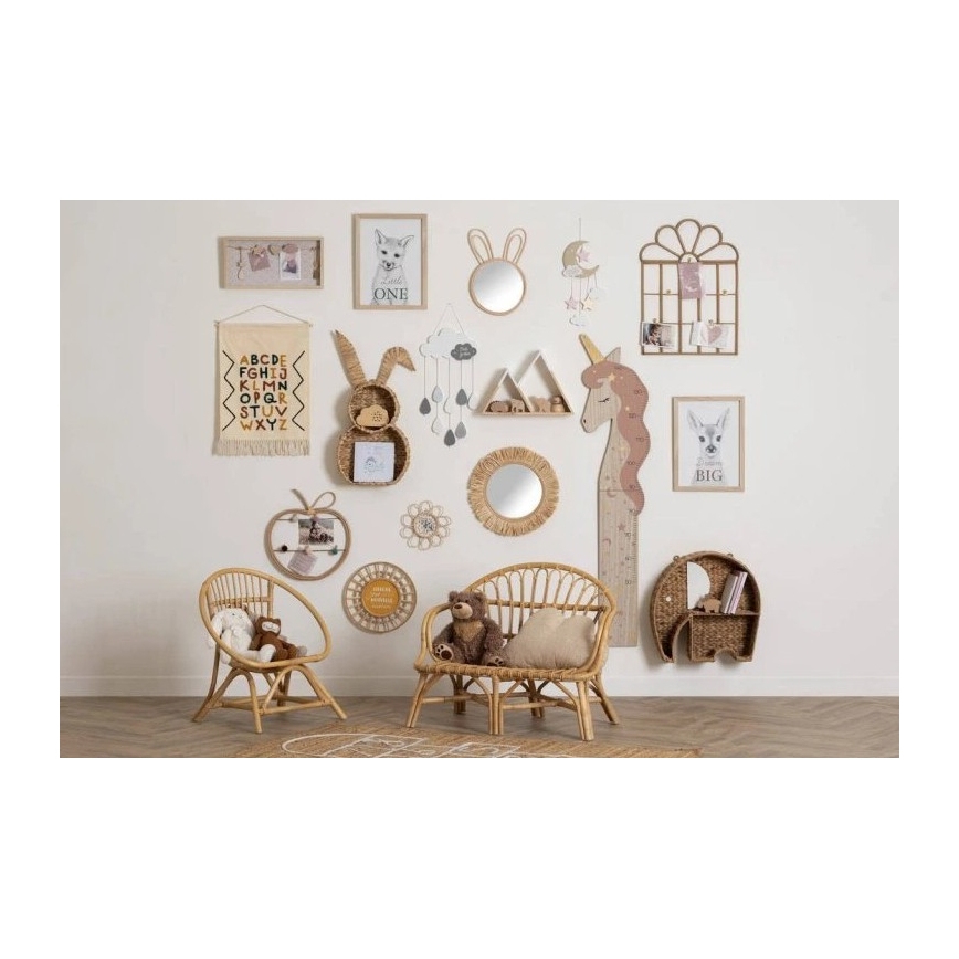 Atmosphera - LION lasten seinäpeili, halkaisija 38 cm, rottinki/rafia