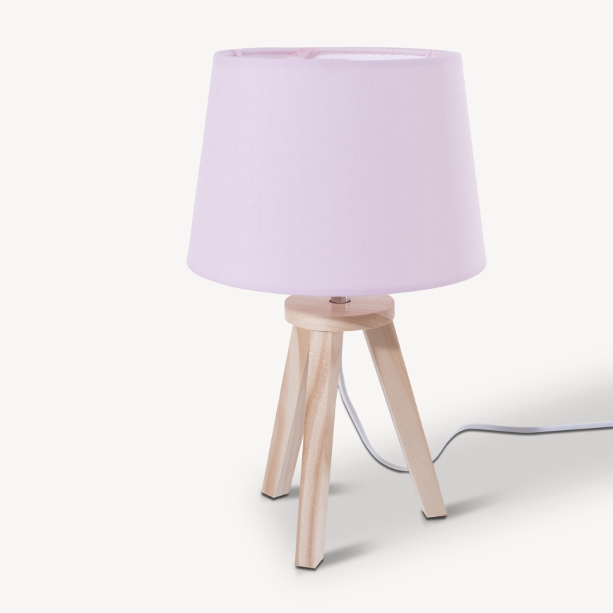 Atmosphera - Pöytävalaisin TRIPOD 1x E14/40W/230V mänty/vaaleanpunainen