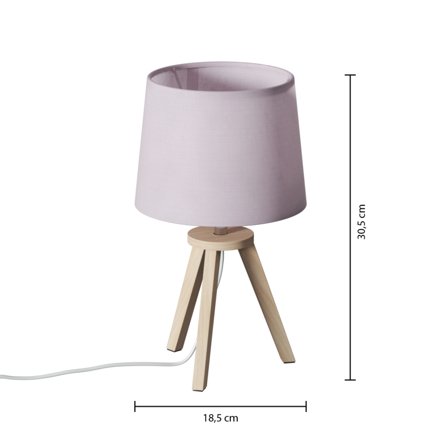 Atmosphera - Pöytävalaisin TRIPOD 1x E14/40W/230V mänty/vaaleanpunainen